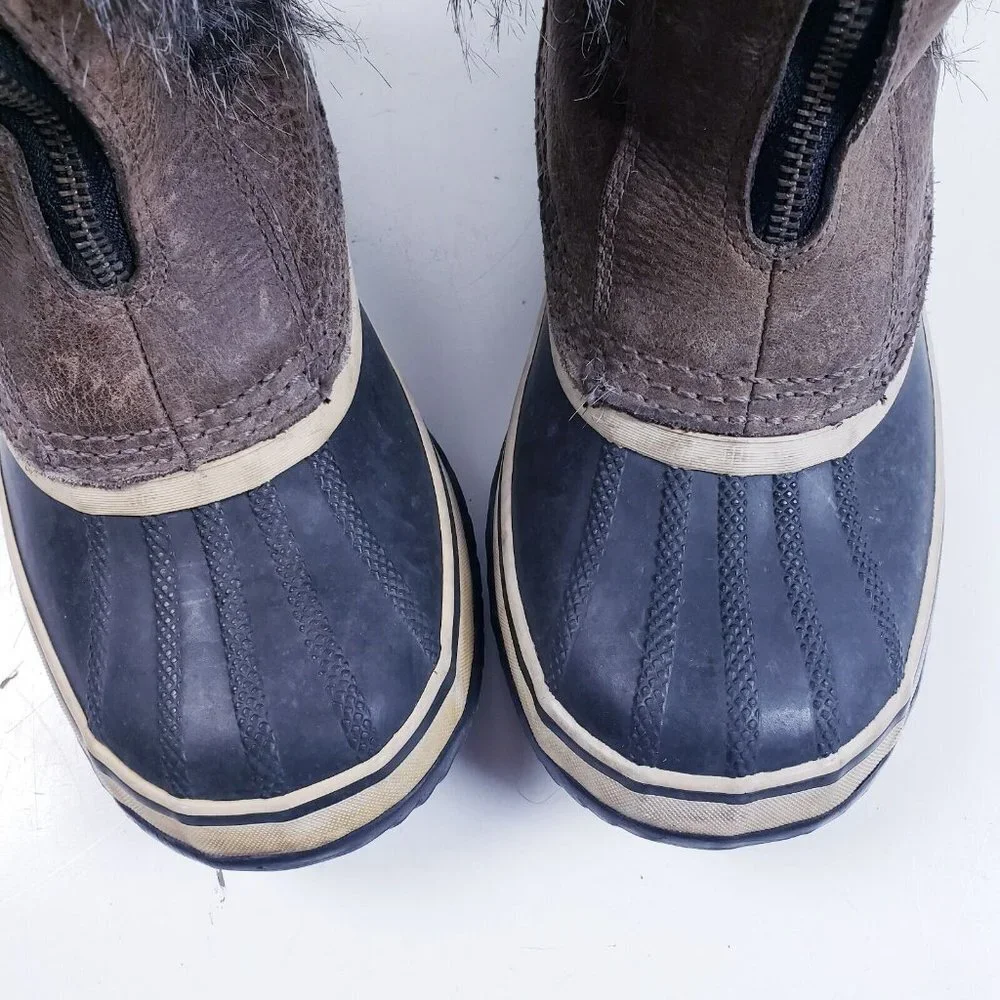 Sorel Women's Tall Faux Fur Front‎ Zip Waterproof Winter Boots Size 7